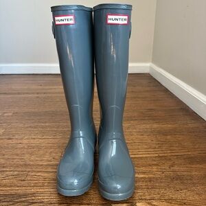 Hunter Glossy Gray Tall Rain Boots